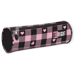 Piórnik szkolny tuba szachownica młodzieżowy St. Right PINK CHECKERED