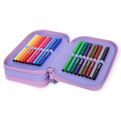 PIÓRNIK szkolny POTRÓJNY trzykomorowy z WYPOSAŻENIEM BUNNY COOLPACK KRÓLICZKI