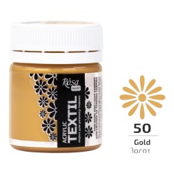 Farba akrylowa do jasnych i ciemnych TKANIN ROSA TALENT 20 ml nr 50 złota