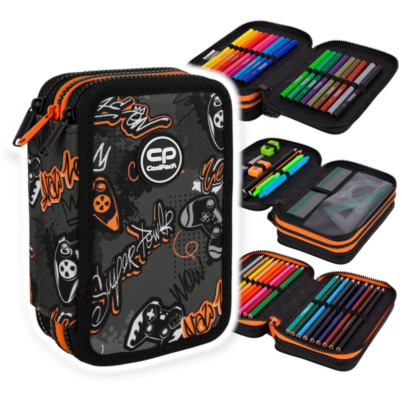 Piórnik z wyposażeniem szkolny trzykomorowy CoolPack GAMER Jumper 3
