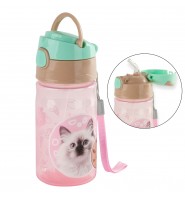 Bidon butelka na wodę dla dzieci ze słomką KOTEK Cleo&Frank dla dziewczynki 330ml