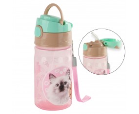 Bidon butelka na wodę dla dzieci ze słomką KOTEK Cleo&Frank dla dziewczynki 330ml