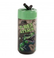 Bidon butelka na wodę dla dzieci ze słomką DINOZAUR szkolny 330ml Derform
