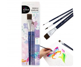 Pędzle pędzelki szkolne do malowania zestaw 3 szt. czarne Kidea