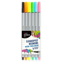 Cienkopisy kolorowe NEONOWE zestaw 6 kolorów KIDEA