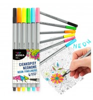 Cienkopisy kolorowe NEONOWE zestaw 6 kolorów KIDEA
