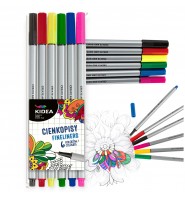 Cienkopisy kolorowe zestaw 6 kolorów z precyzyjną końcówką KIDEA