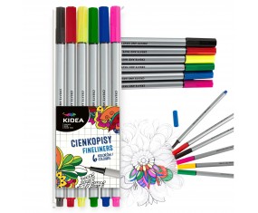 Cienkopisy kolorowe zestaw 6 kolorów z precyzyjną końcówką KIDEA