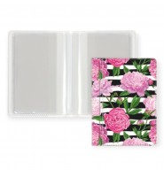 OKŁADKA etui na dokumenty i karty mini KWIATY PEONY 7,5 X 10 cm Biurfol