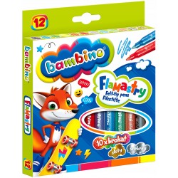 Flamastry brokatowe BAMBINO, 12 kolorów, ST. MAJEWSKI