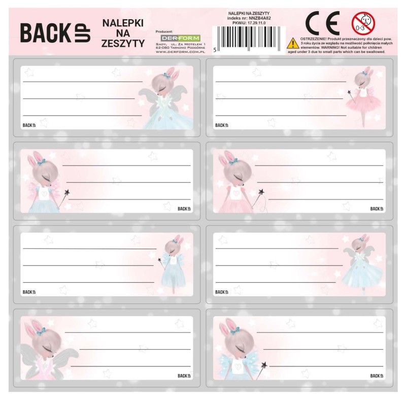 Nalepki na zeszyt nalepki KRÓLICZKI 1 arkusz