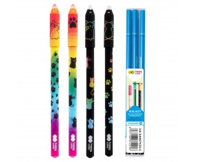 Zestaw 4x długopis WYMAZYWALNY ŚCIERALNY KOTKI Happy color+ 3 wkłady