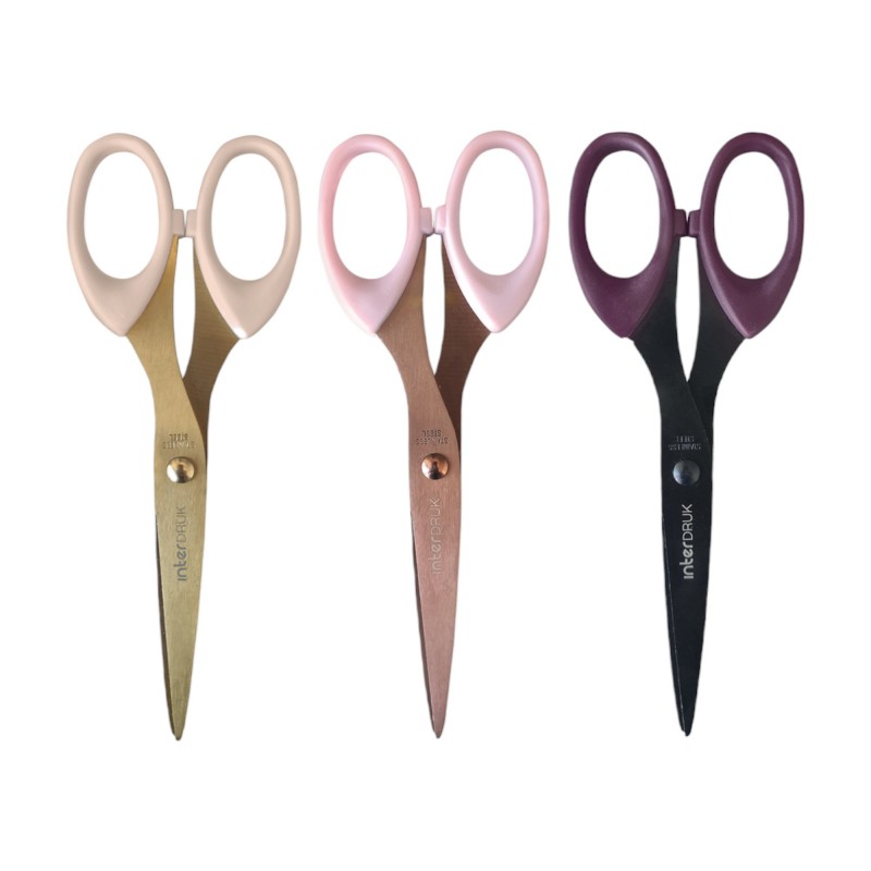 Nożyczki szkolne biurowe 1szt Interdruk Satin Gold 16cm metalowe ergonomiczne 3 kolory