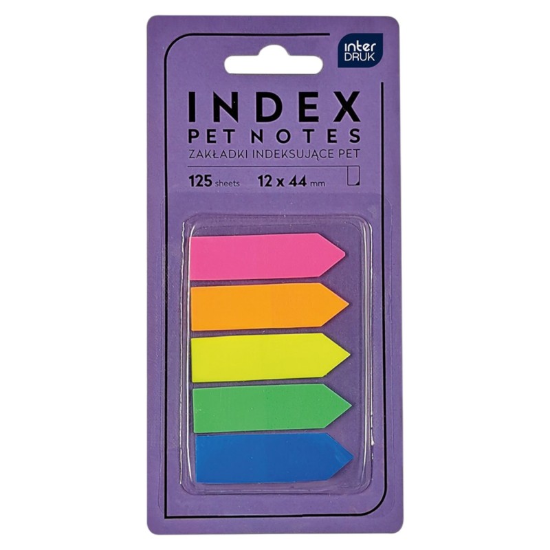 Zakładki indeksujące strzałki Interdruk 125 szt. 5 kolorów 12x44mm