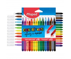 Zestaw szkolny Maped Color'Peps Infinity 15 kredek + 12 flamastrów Jungle