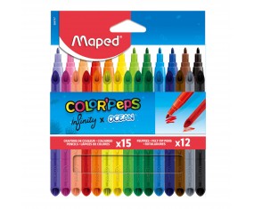 Zestaw Infinity kredki 15szt i  Flamastry Ocean 12