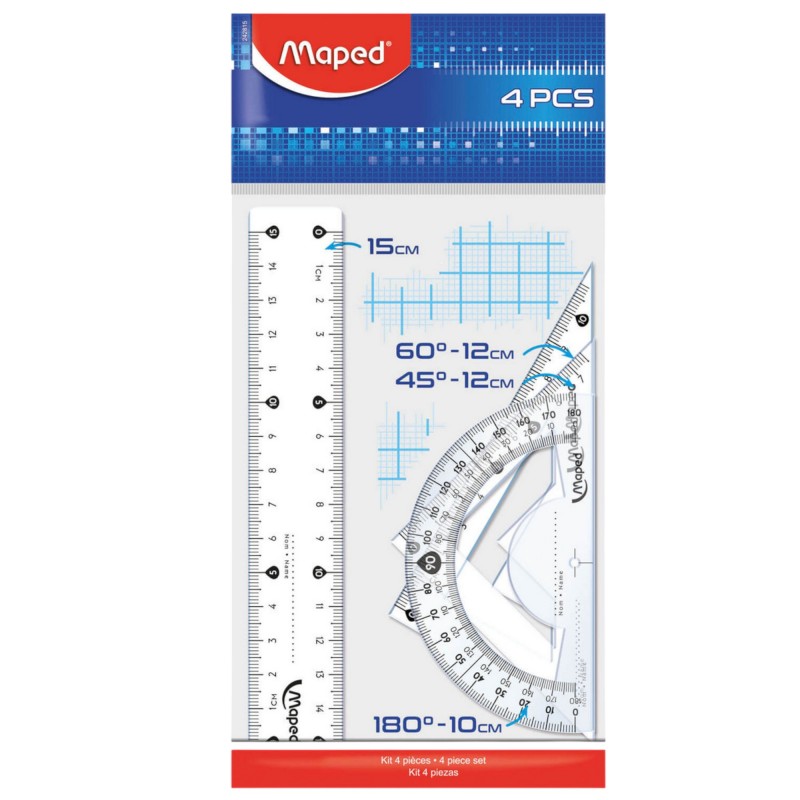 Zestaw geometryczny 4el. Maped Start MINI linijka 15 cm ekierki kątomierz