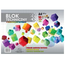 Blok TECHNICZNY A4 KOLOROWY 160g/m2 PROTOS złota srebrna kartka