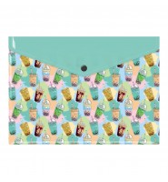 Teczka szkolna A4 KOPERTOWA PP na zatrzask BUBBLE TEA Biurfol