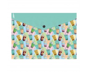 Teczka szkolna A4 KOPERTOWA PP na zatrzask BUBBLE TEA Biurfol