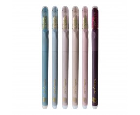 Długopisy ścieralne Interdruk Satin Gold 6 sztuk niebieski wkład 0,5 mm