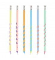 Ołówek Strigo HB z gumką trójkątny kolorowy mix z wgłębieniami 1 sztuka