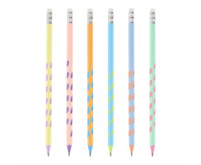 Ołówek Strigo HB z gumką trójkątny kolorowy mix z wgłębieniami 1 sztuka