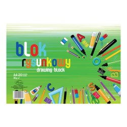 Blok rysunkowy biały A4 20 kartek 80g/m Protos