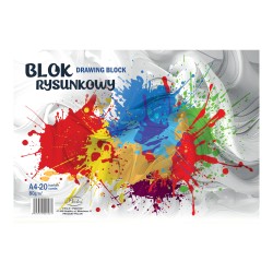 Blok rysunkowy biały A4 20 kartek 80g/m Protos