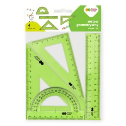 Zestaw geometryczny Happy Color 4el linijka 15cm ekierki kątomierz