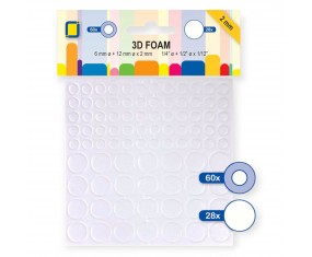 Kółka piankowe okrągłe dwustronne klejące 3D mix 6/12 mm x 2mm 88 szt