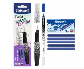 Zestaw do NAUKI PISANIA pióro zmazik naboje Pelikan Twist czarno-biały