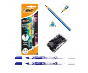 Zestaw do NAUKI PISANIA BIC PIÓRO OŁÓWEK NABOJE ZMAZIK