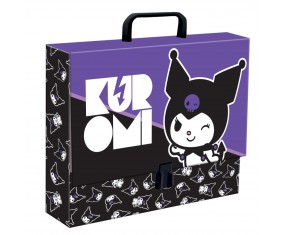 Teczka z RĄCZKĄ dla dziewczynki A4 szkolna szeroka 9cm XL KUROMI BLACK