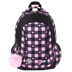 Zestaw szkolny dla dziewczynki 3 el plecak worek saszetka Pink Checkered