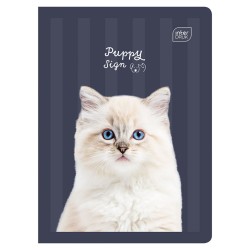 Zeszyt A5 16 kartkowy trzylinia kolorowa pieski kotki UV PUPPY SIGN INTERDRUK - zeszyty szkolne