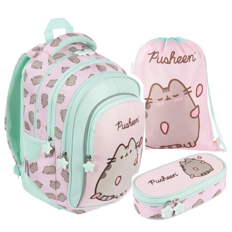 Zestaw SZKOLNY DLA DZIEWCZYNKI plecak piórnik saszetka PUSHEEN RÓŻOWY