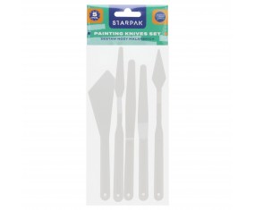 NOŻE MALARSKIE Starpak 5 sztuk białe do farb akrylowych i olejnych ZESTAW