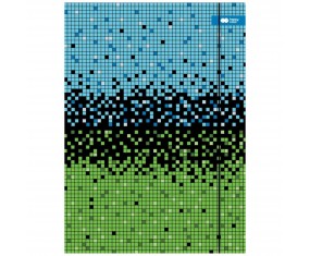 Teczka szkolna kartonowa z gumką A4+ PIXI niebiesko‑zielona Happy Color