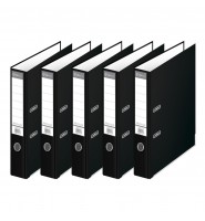 Zestaw 5 sztuk segregator dźwigniowy A4 75mm 2 ringi czarny Interdruk