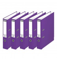 Zestaw segregator dźwigniowy A4 75mm 2 ringi FIOLETOWY 5 sztuk Interdruk