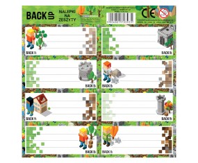 Naklejki nalepki na zeszyty Derform BackUp Game pikselowe 8 szt