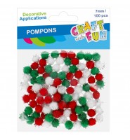 Pompony dekoracyjne AKRYLOWE  7 mm mix kolorówSTARPAK