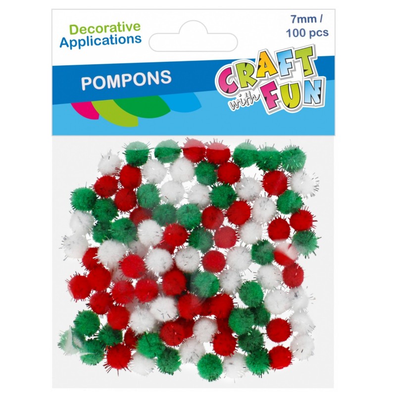 Pompony dekoracyjne AKRYLOWE  7 mm mix kolorówSTARPAK