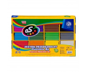 ZESTAW plastelina szkolna 180 szt. zestaw przedszkolny 12 kol AS