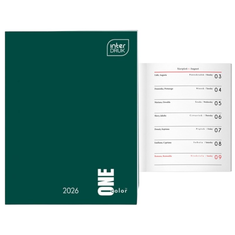 Kalendarzyk kieszonkowy 2026 Interdruk 64 strony tygodniowy 8x10,5 cm