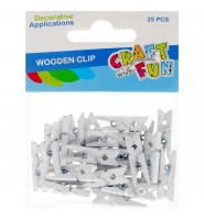 Klamerki drewniane spinacze Craft With Fun białe 2,5 cm 25 sztuk