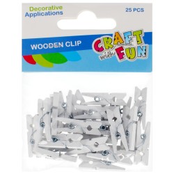 Klamerki drewniane spinacze Craft With Fun białe 2,5 cm 25 sztuk