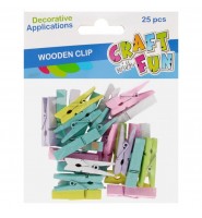 Spinacze drewniane Craft With Fun 25 sztuk 3,5 cm pastelowe dekoracyjne