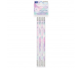 Ołówki HB z gumką motyw syrenki 4 sztuki Starpak do szkoły i biura